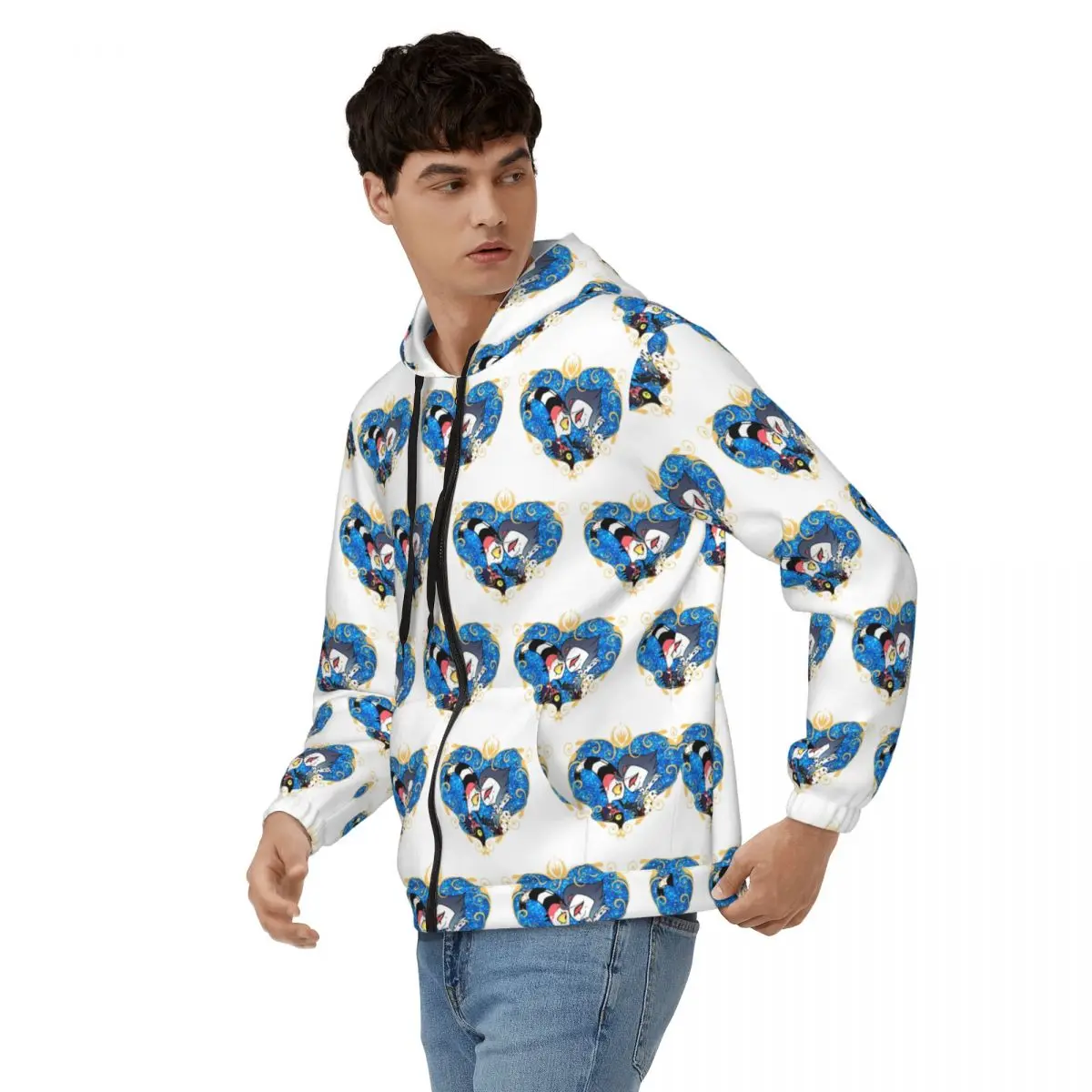 Helluva Boss Stolas And Blitzo Heart Frame Zipper Hoodie Pullover Autumn Winter Men's Women's Sweatshirt Long Sleeve Tops