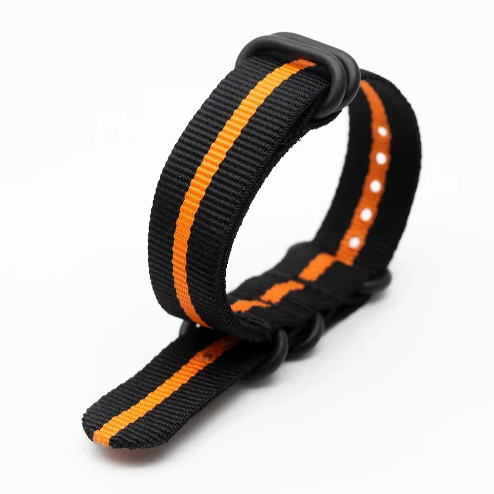Black-Orange Replacement Wristband  Advanced Watch Striped Strap Adjustable Premium Nylon Band 18/20/22/24MM Watch Accessoriss