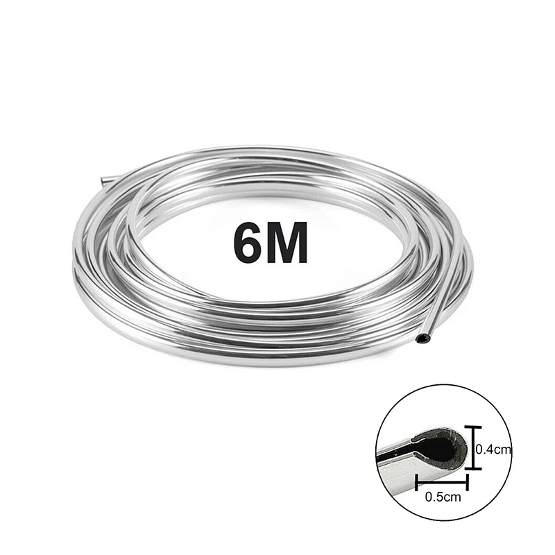 6M Car Air Outlet Decorative Strip U-shaped Chrome Moulding Trim Strip Door Edge Scratch Protection Adhesive Tape Car Interior