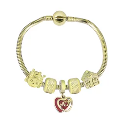 Pandoraer 316L Stainless Steel Lucky Charm Bracelets for Family Mom DaughterGolden Women Jewelry Acero Inoxidable