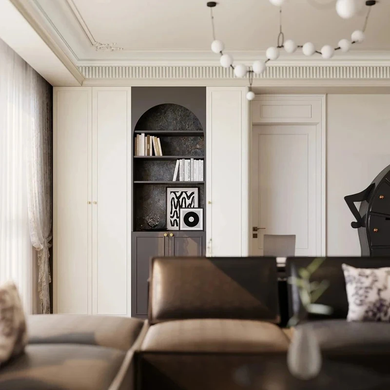 

Customized Modern French Design Wooden TV Cabinet Bookshelf Black and White for Hotel or Apartment Living Room