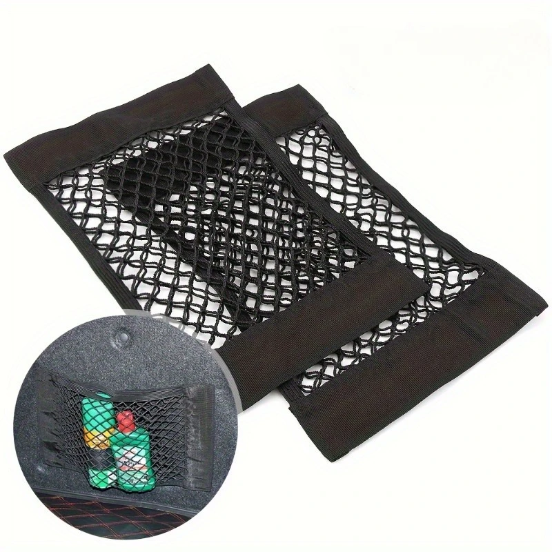 2-teiliges robustes und vielseitiges Kofferraum-Organizer-Set mit elastischen Kanten und einem Netz-Aufbewahrungsnetz, ideal für SUVs und Limousinen