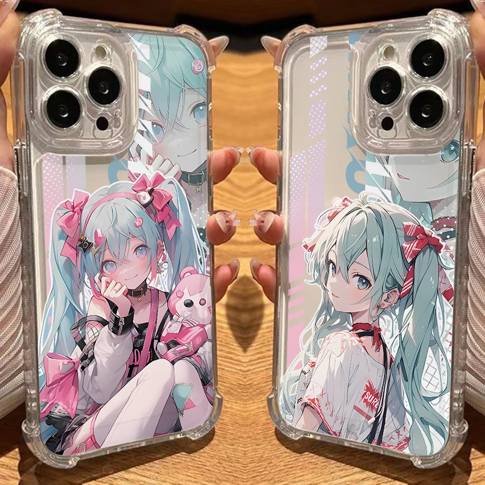 Cartoon Girl Hatsunes M-Mikus Phone Case for iPhone Vivo V40 V30 V29 V25 V23 Y36 Y35 Y28 Y22 Y21 Y20 4G 5G Soft Thin Clear Cover