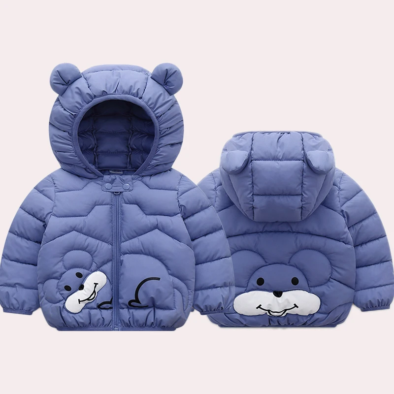 Girls Baby Infant Lightweight Down Jacket Cartoon Mouse Kid Boy Autumn Winter Warm Hooded Outerwear Coat Children Zipper Clothes