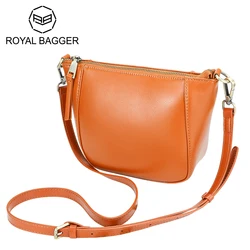 Royal Bagger Shoulder Bags for Women, Genuine Cow Leather Crossbody Bag, Trendy Retro Square Phone Purse 1600