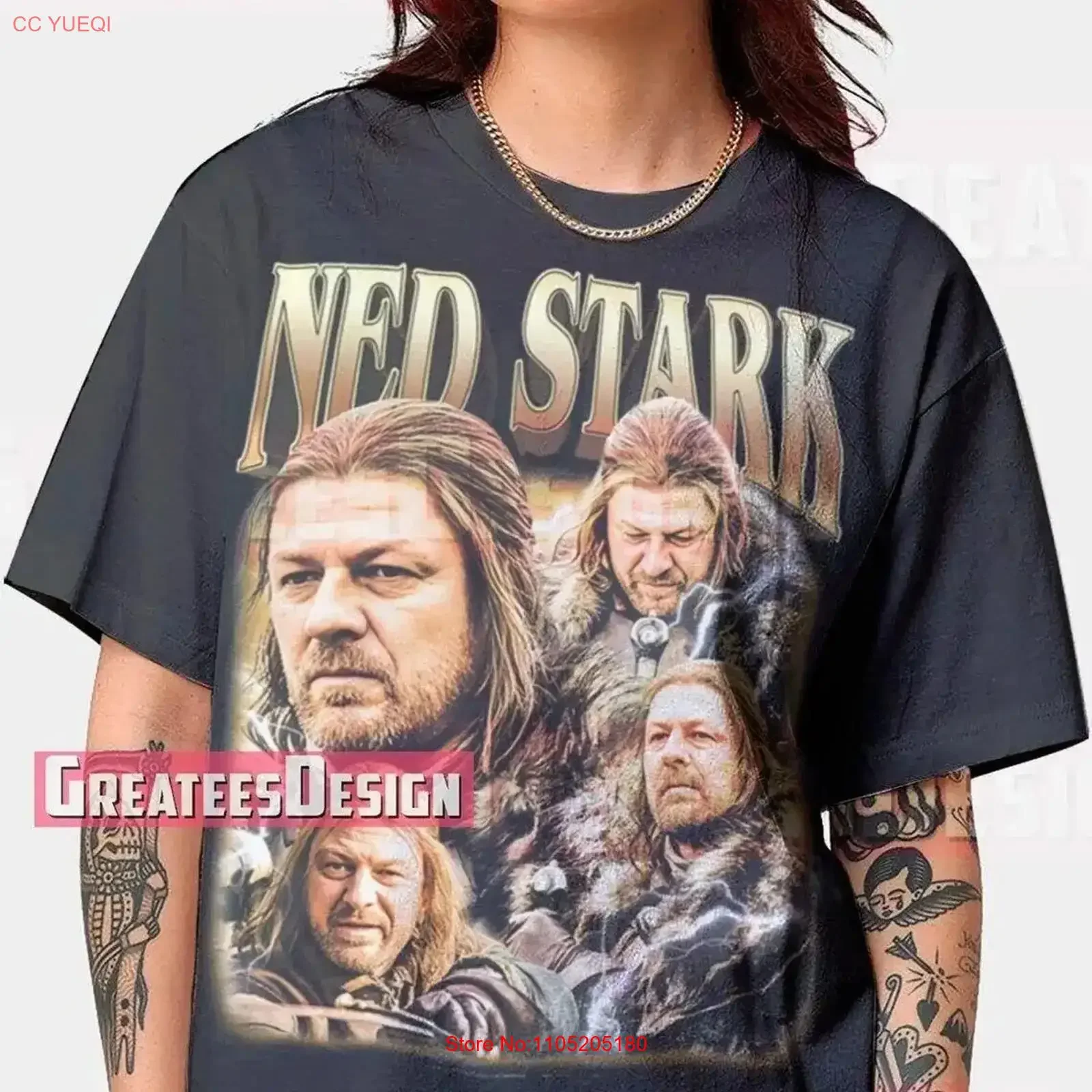 Kaos Limited Ned Stark Sean Bean vintage Washed Slightly pakaian desainer fashion Lembut Kasual Nyaman streetwear