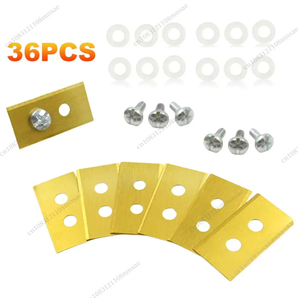 

36Pcs Metal Replacement Blades 0.6MM Thick Lawn Cutting Blade Wear Resist Stainless Steel Mower Blade Set Lawn Mower Supplies
