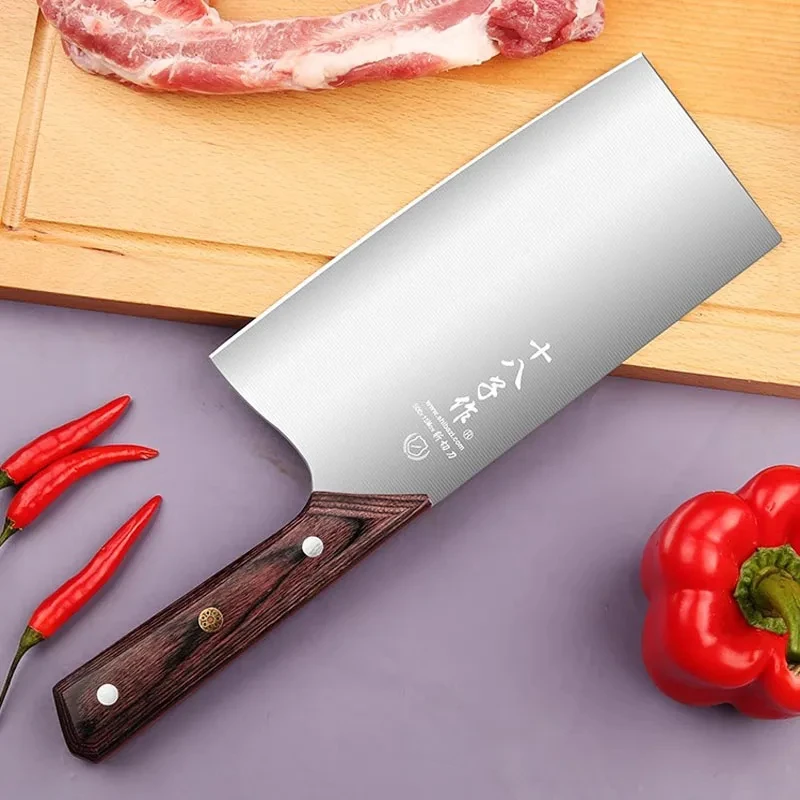 

Shibazi Cleaver Knife Wood Handle Stainless Steel Blade Sharp Chefs Chopper Slicing Handmade Kitchen Knives Meat Poultry Tools