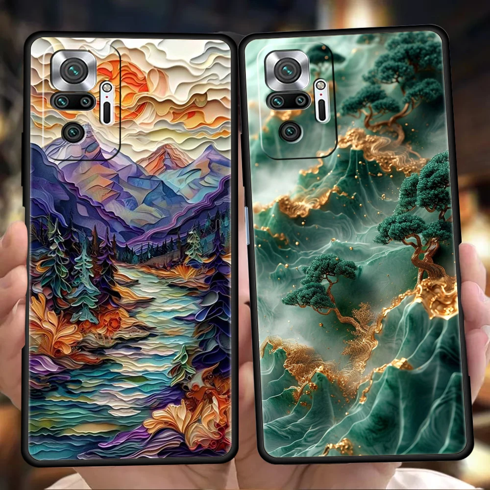 Landscape Painting Phone Case Cover for Redmi 13C 10C Note 13 12 10 11 Pro 7 8T K40 K50 Gaming Pro Plus Silicone Soft Shell Bags