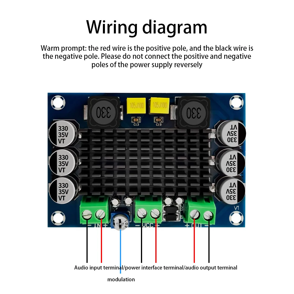 

Power Amplifier Board Noise Reduction Single Channel Audio Amp Module