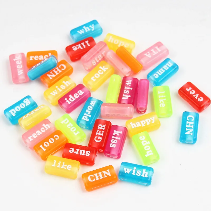 50pcs 8x14mm Acrylic Letter Beads Phrase Word Alphabet Spacer Beads For Jewelry Making DIY Necklace Bracelet Accessories