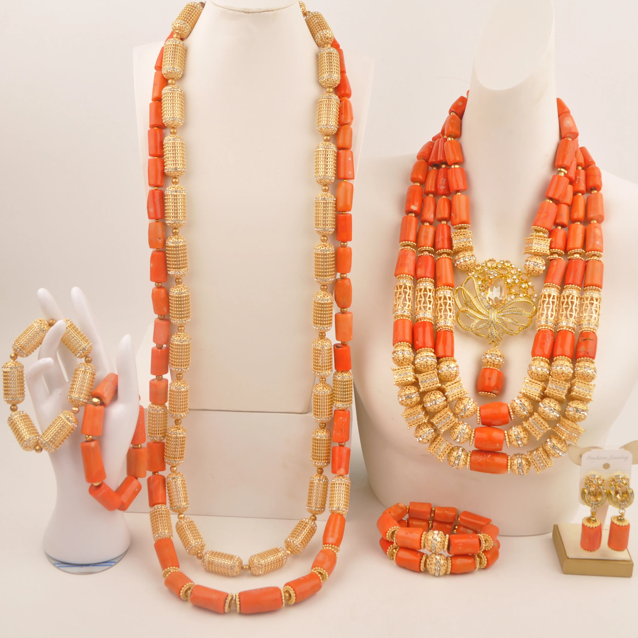 

Necklace Wedding Orange Fashion Nigerian Jewelry Natural Coral Africa Collection