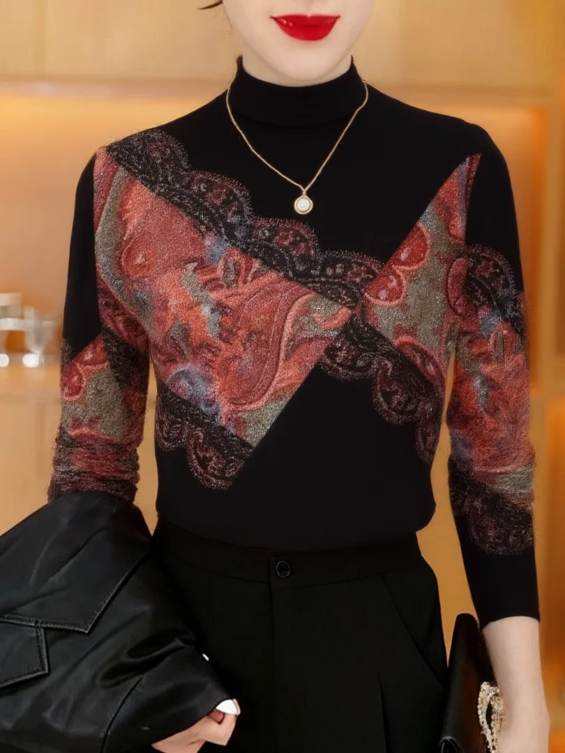 

Утепленная флисовая кофта с длинным рукавом и принтом, с воротником-стойкой, облегающая, для женщин, на осень, на каждый день, из полиэфирного волокна