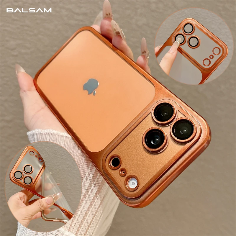 Funda suave translúcida de lujo TPU con revestimiento mate a prueba de golpes para iPhone 17 Air 16 E 15 14 13 12 11 Pro Max Plus, funda protectora de lente