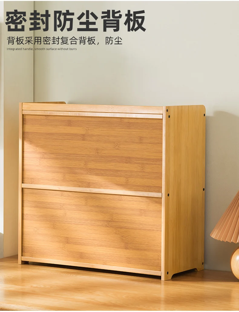 Natural Bamboo Storage Cabinets Dustproof Acrylic Doors Cup Holder Tea Set Display Kitchen Organizer Dining Room