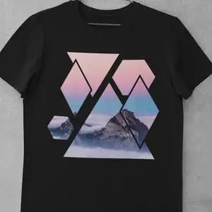 Geometric Mountain Design #1  Graphic TShirt  Organic Cotton  Unisex  Size XSXXXXXL