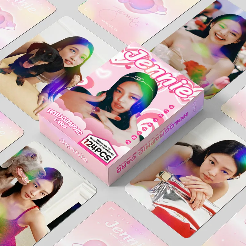New  124pcs JENNIE Laser Holographic Flashcards K-pop Multi-Fandom Limited Edition