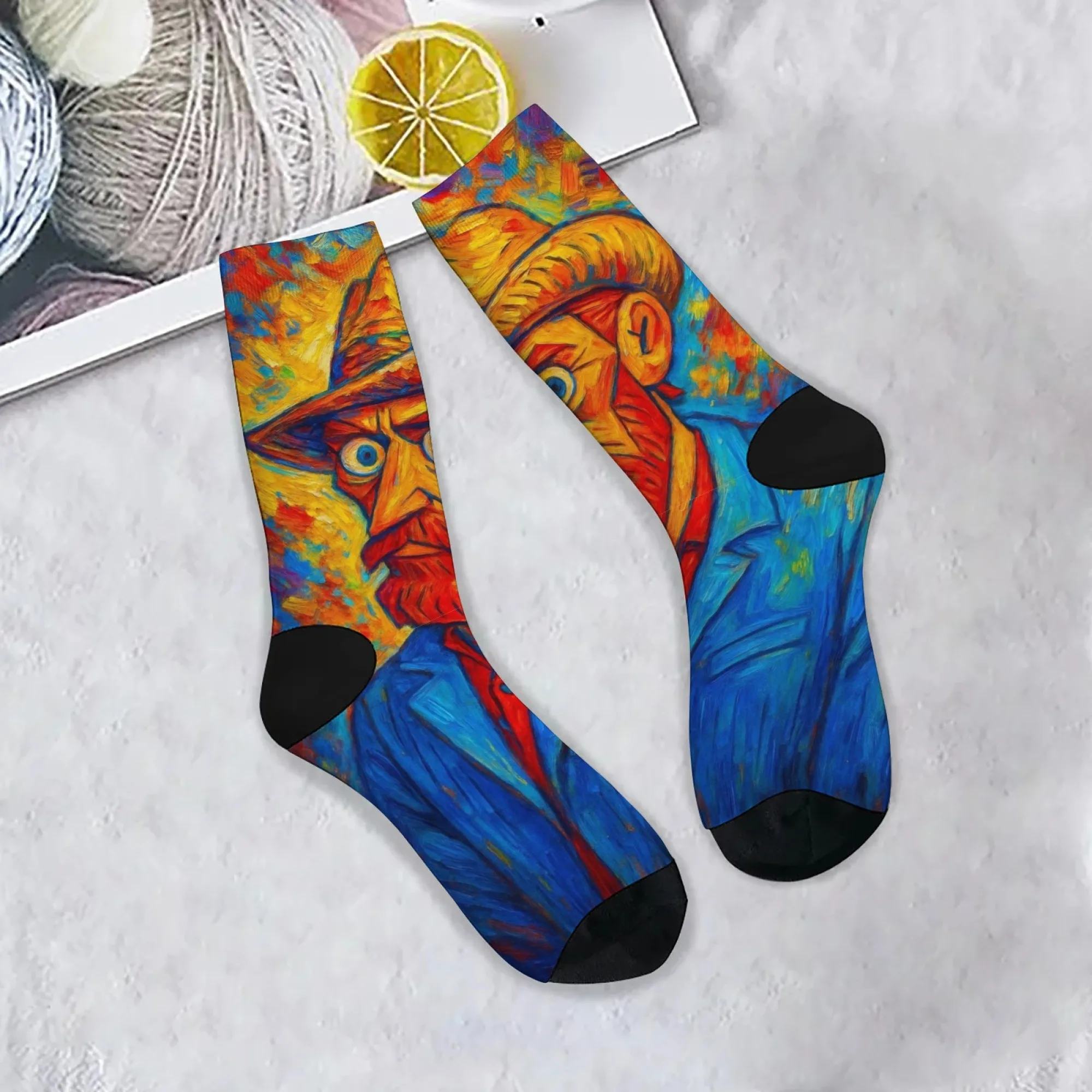Abstrakte lustige Van Gogh Herrensocken Neuheit Hip-Hop Happy Socken bequem atmungsaktiv Harajuku Retro Casual Fashion Socken Geschenk