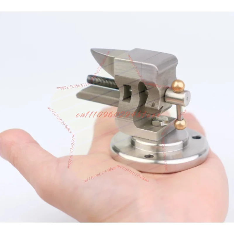 Mini 304 Stainless Steel Bench Vise Plier With Anvil Adjustable Desktop Clamp Swivel Base 1.2 Inch DIY Watch Repair Tool