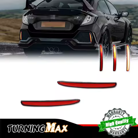Red LED Car Rear Bumper Reflector Tail/Brake Lights Rear Fog Lights For Honda Civic Hatchback/Type-R/SI 4-Door Sedan 2017-2022