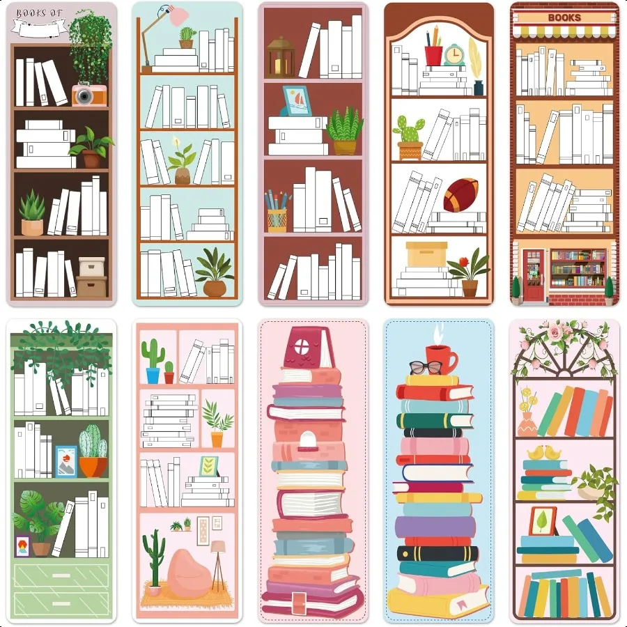 

100 Pieces Book Tracker Bookmarks Bookshelf Design DoubleSided Reading Page Markers Bookmarks for Book Lovers Cute Book Marks f