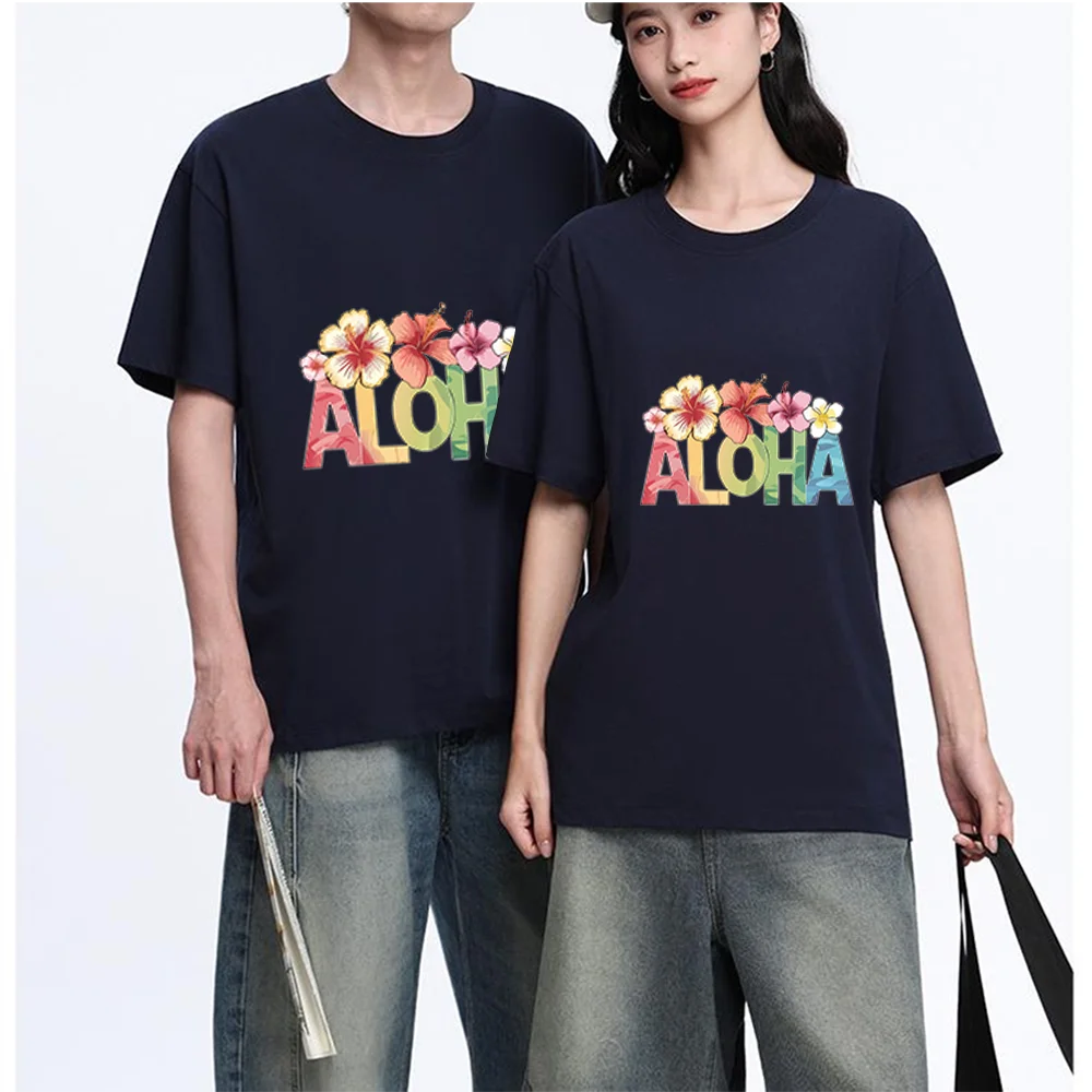 Aloha Hibiscus Flower Printed T Shirt Breathable Fabric S-XXL Personalized Custom Casual Short Sleeve Tee Unisex Fit Aesthetic G