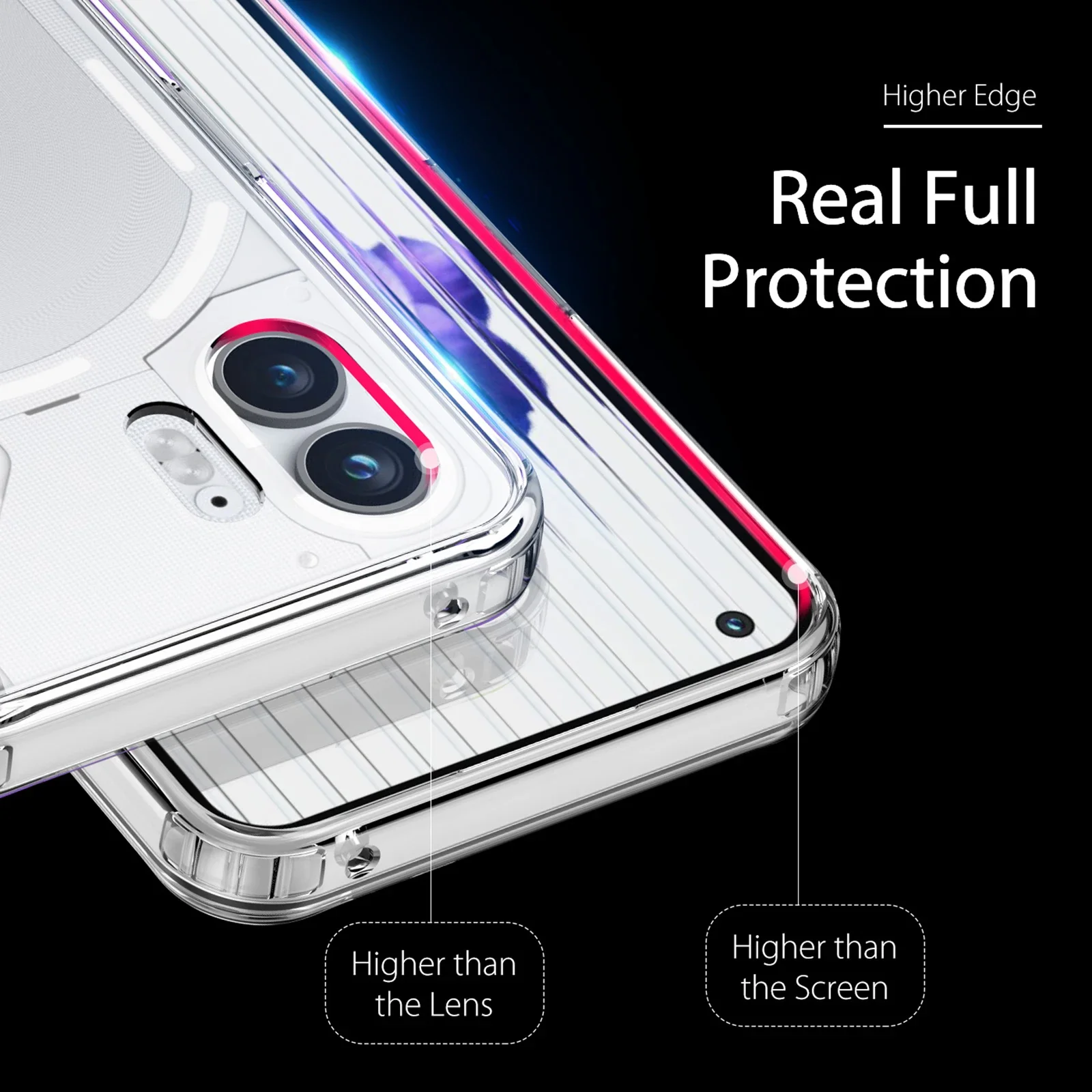 for Nothing Phone 2 Air-bag Case Protective Cover for Nothing Phone 1 Transparent Soft TPU Shell Fundas Bumper Tempered Glass