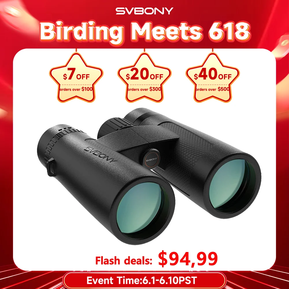 Svbony SV202 Upgraded Wide-angle ED Binoculars 8x32/8x42/10x42 Bak4 Prism IPX7 Waterproof Fogproof for Bird Watching Camping