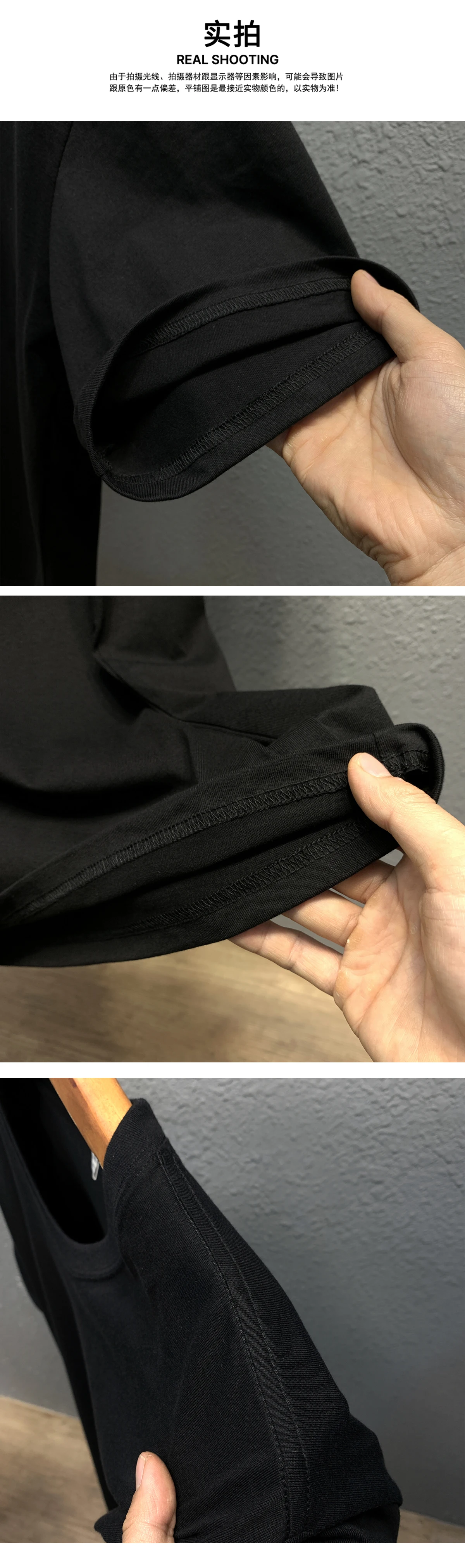 Summer Fashion Heavyweight Men's English Letter 100% Cotton Bear Print Round Neck High Quality Casual Fitness T-shirt