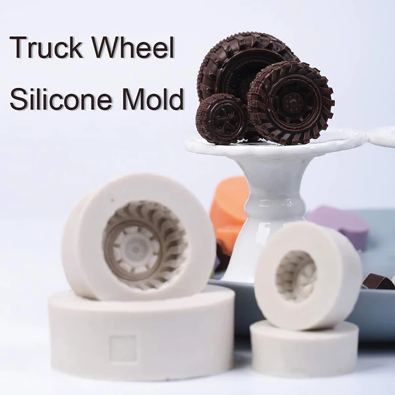 3D Tire Fondant Mold Round Car Truck Wheel Silicone Mould For Cake Decoration Birthday Party Chocolate Candy Wax Melt Soap Tool