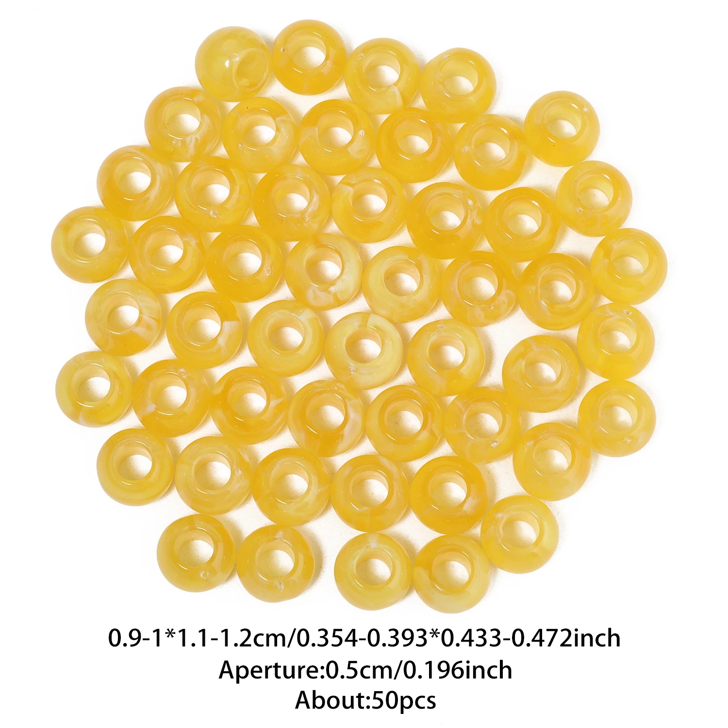 50 Stück bunte, runde Acryl-Abstandshalterperlen mit großem Loch für die Herstellung von Schmuck, Halsketten, Armbändern, Kleidungsaccessoires und Bastelarbeiten. – Detail 5
