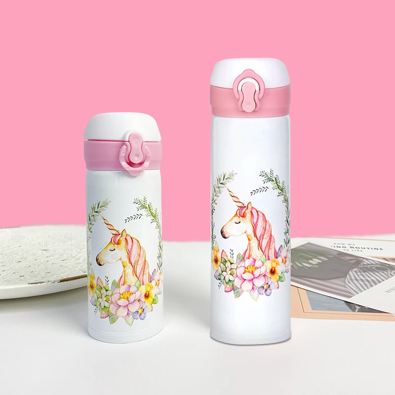 Frascos de vacío de unicornio lindo, taza de vacío, taza de acero inoxidable, aislamiento térmico, botella de agua, vasos portátiles