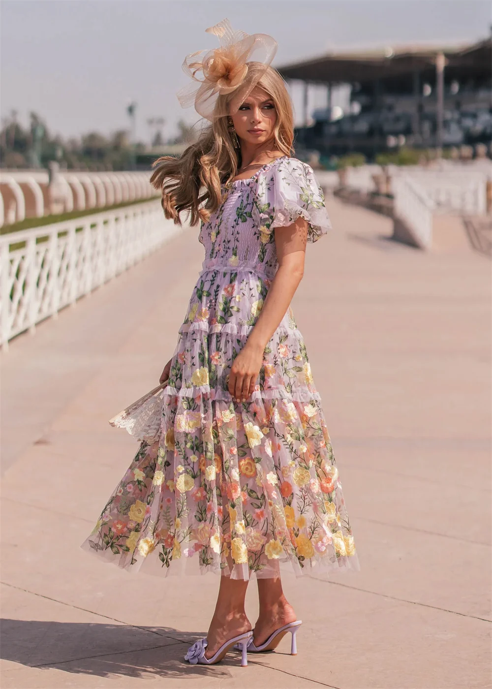 Annie Yellow Embroidered Flowers Prom Dresses Tulle Sweet Graduation Evening Dresses Formal Occasions Wedding Party Dresses