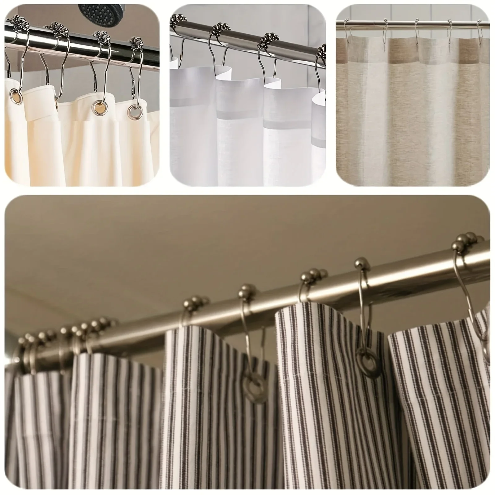 12/24PCS Badezimmer Zubehör Fünf Perlen Kürbis Geformte Haken Metall Anti Rost Dusche Vorhang Haken