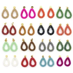 Water Drop Earrings for Women Faceted Beads Handmade Crystal Earring Stainless Steel Big Long Earrings vintage Wholesale