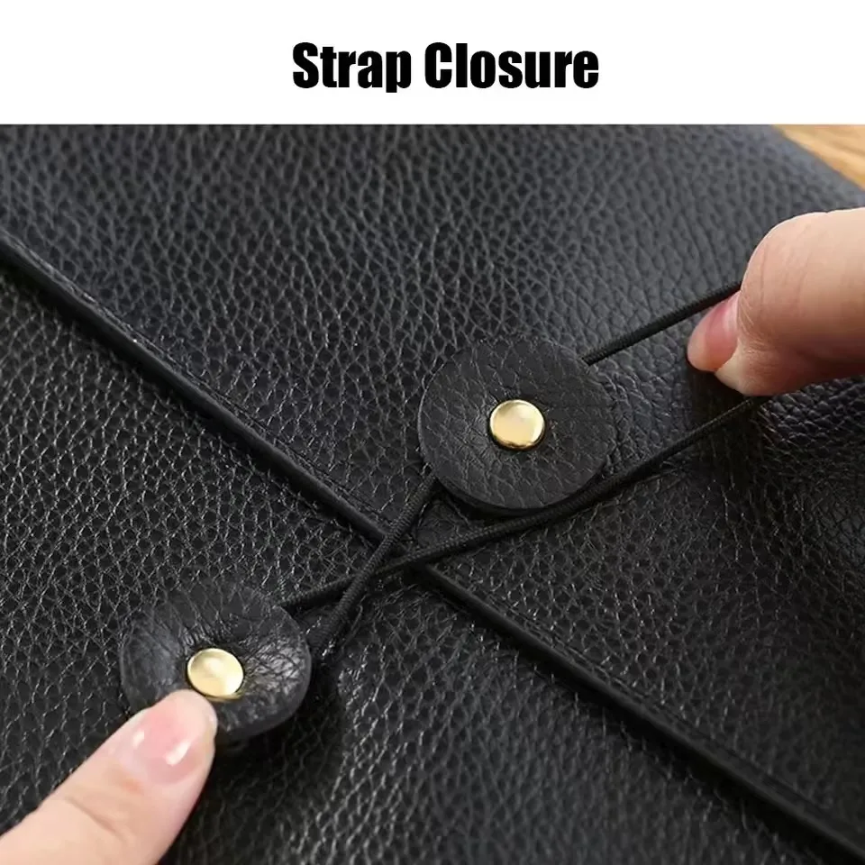 

Leather File Folder Large Capacity Document Bag Strap Buckle Waterproof Business Briefcase for Office Contract Bill Organizer
