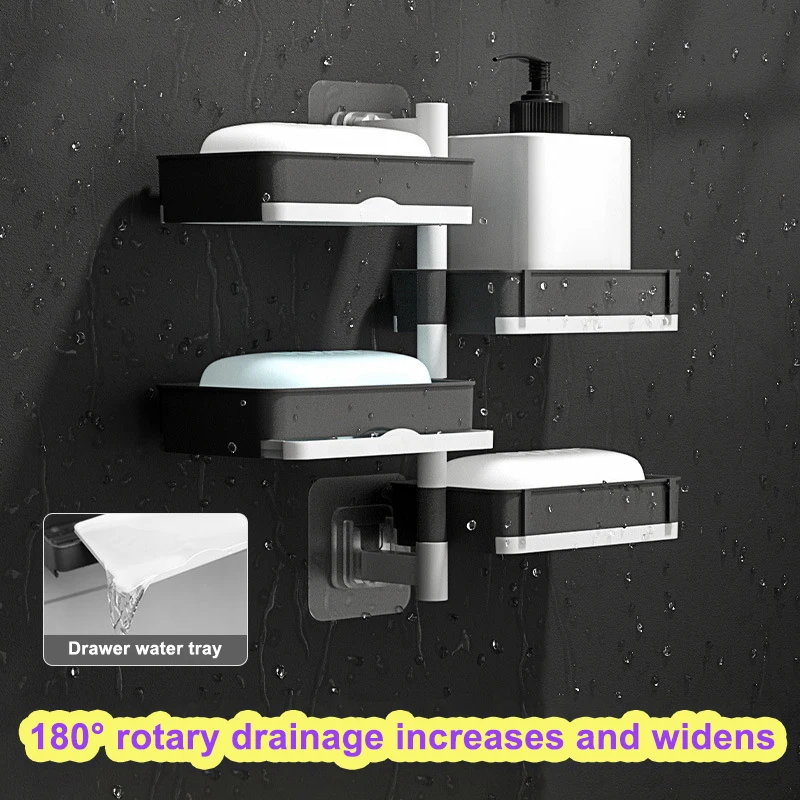 Multi Layer Suction Cup Soap Dish With Drain Water Mobile Space Saving Bathroom Soap Holder For Storage Container Dishes Box
