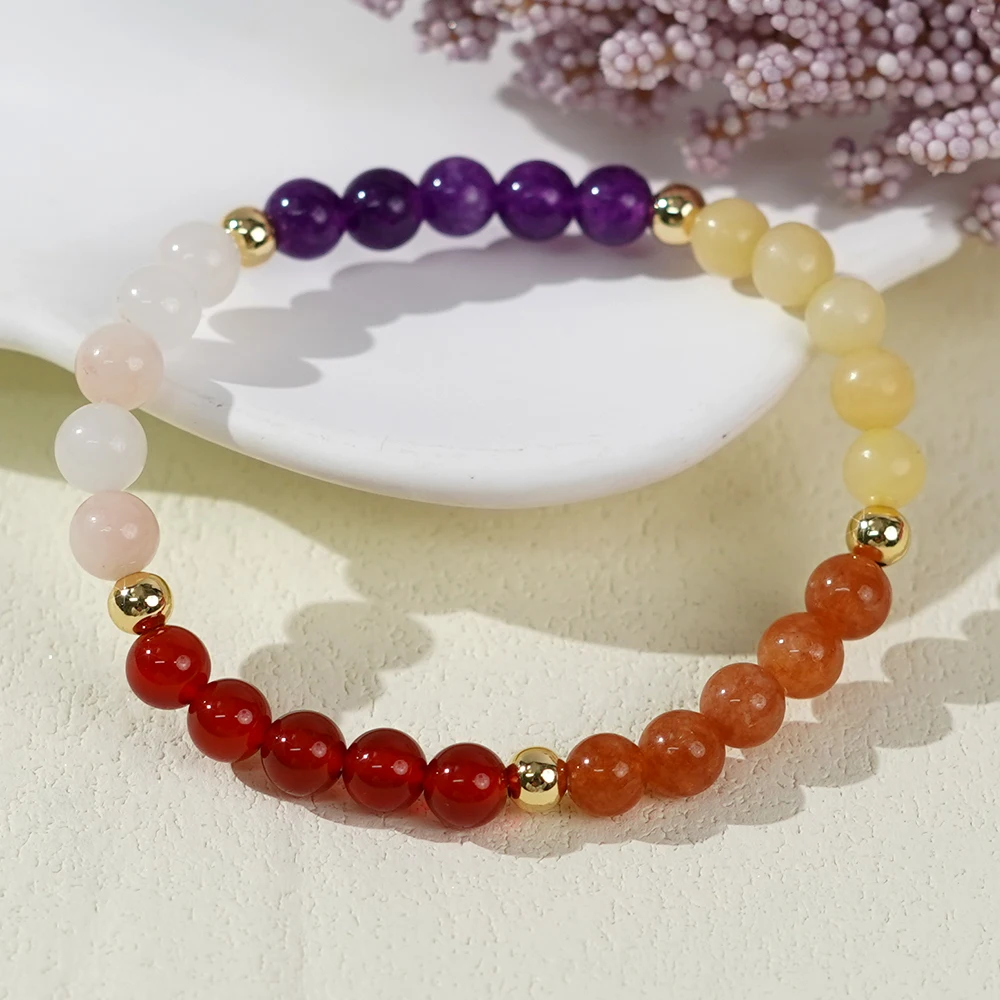 Shinus Handcrafted Semi-Precious Stack Jewelry Multi Color Fashion 2024 Trendy Beaded Bracelets for Women Men Healing Chain