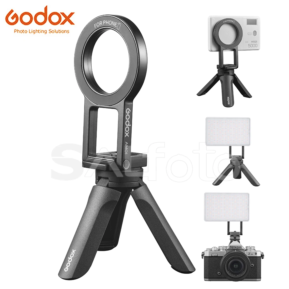 

GODOX AM01 Двусторонний магнитный штатив + адаптер для холодного башмака, формованный кронштейн, держатель для камеры смартфона MA5R, светодиодная видеолампа