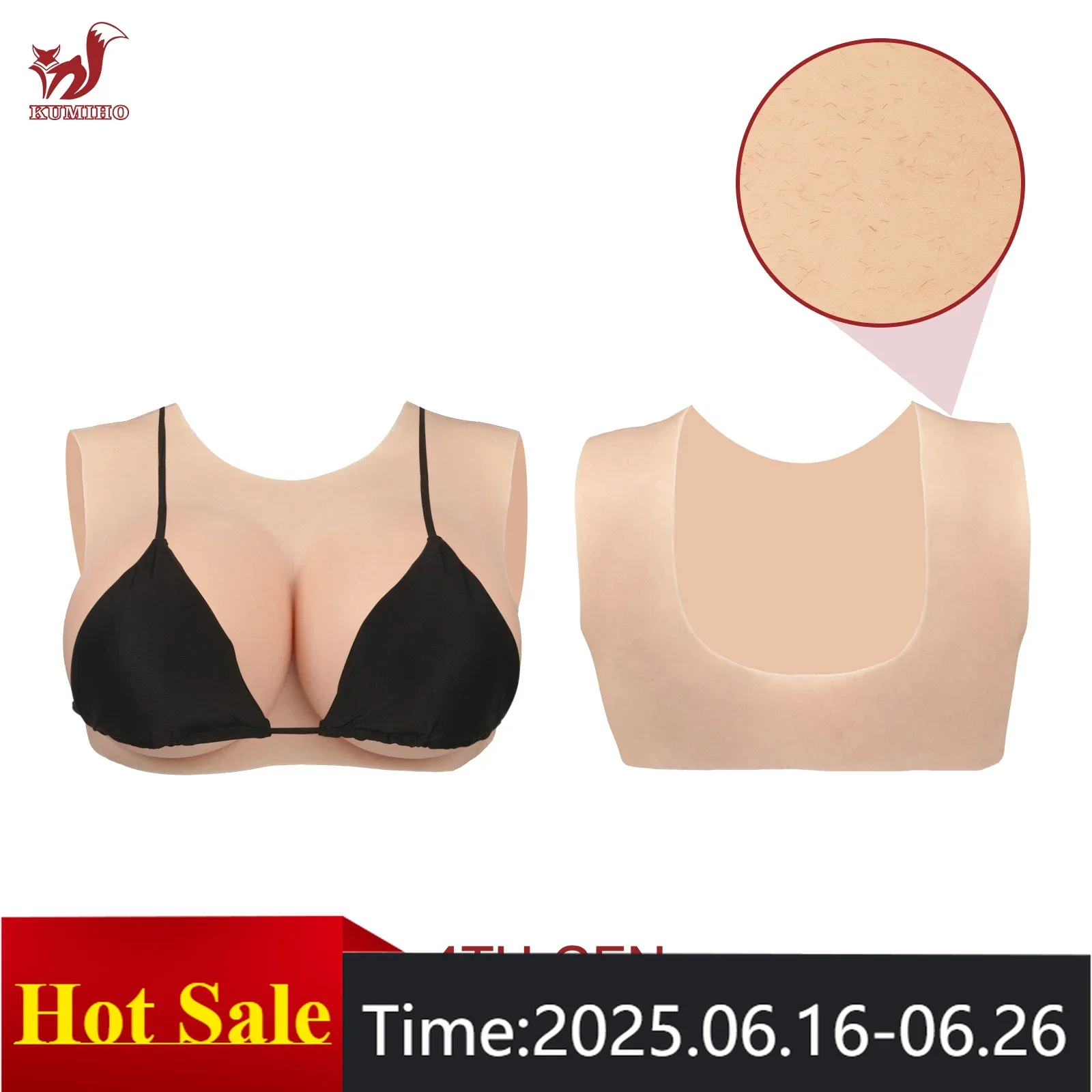 

KUMIHO BCDEG Cotton Breast Forms Round Neck Cutout Sissy Fake Boobs Transgender Cosplay Crossdressing Sissy for Men Fake Chest