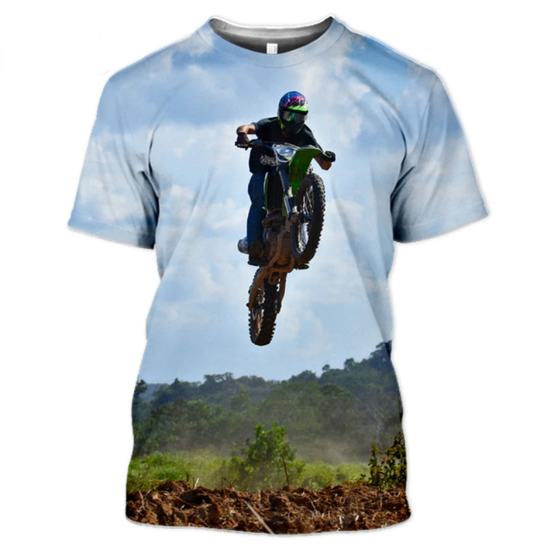 Summer Men\'s T-shirt Motocross Racing 3D Printed Shirt Casual Fashion Motorcycle Short Sleeve Street Trend Large Size O Neck Top