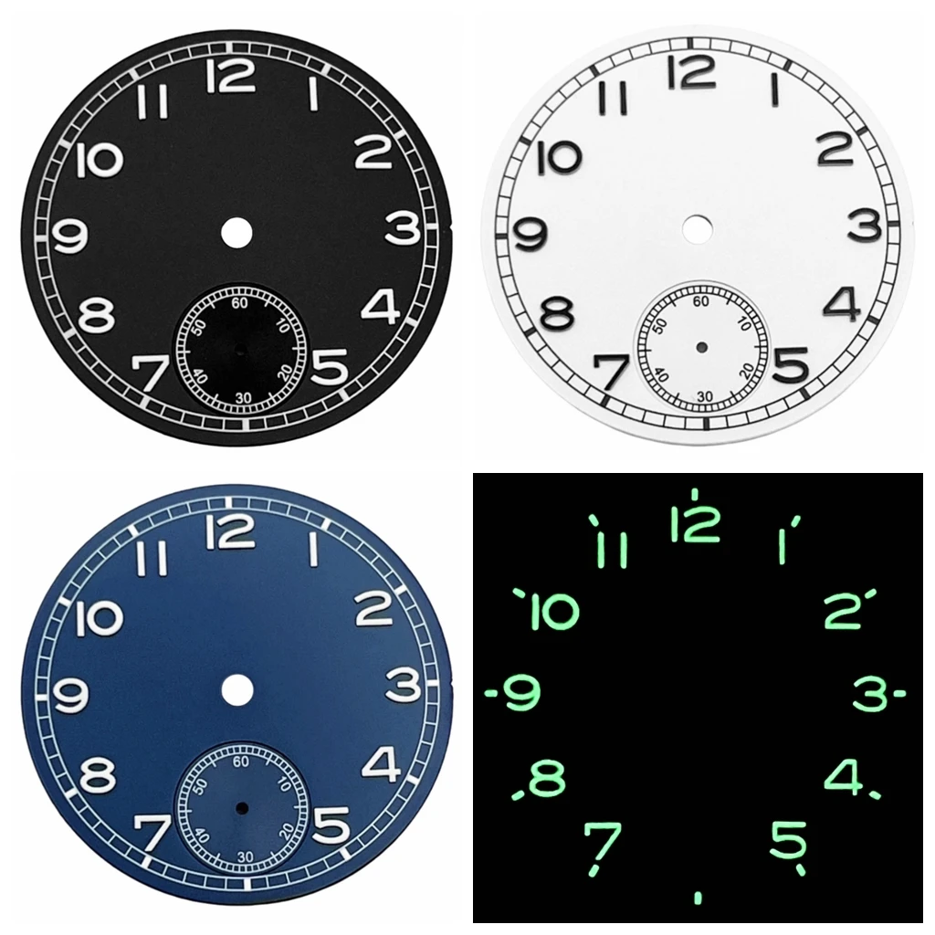 ETA6498 Sterile 37mm Watch Dial Green Luminous Fit ETA6498 Seagull ST3621 Movement Watch Accessories Parts