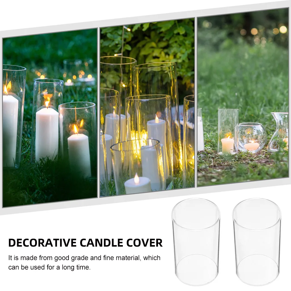 2Pcs Transparent Glass Cloche Holders Desktop Decorative Cover Elegant Style for Home Office Party Wedding Accessories