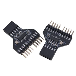USB 2.0 9 Pin Splitter Motherboard USB 9Pin Header 1 to 2 Extension Adapter 9-Pin USB HUB USB2.0 Connectors for RGB Lamp