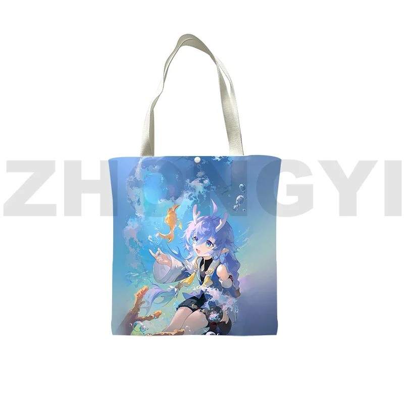 Cute Honkai Impact 3rd Shopping Bag 3D Cartoon Shoulder Bag Reusable Supermarket Bag Teenager Canvas Tote Bag Anime Hand Bags