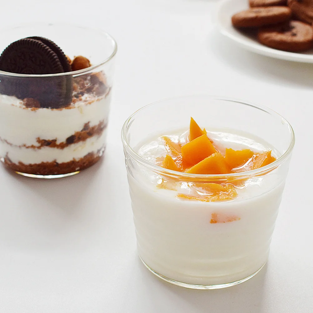 

Creative Glass Yogurt Cup Heat Resistant Transparent Pudding Container for Coffee Milk Juice Tea Party Dinner 180ml