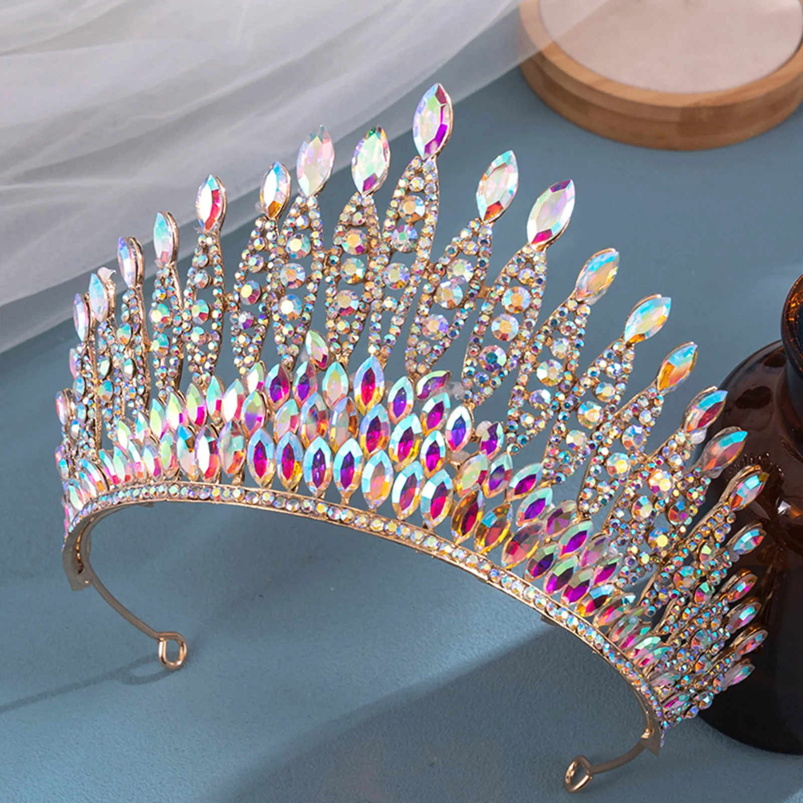 Corona de diamantes de imitación para novia, Tiara de boda antideslizante, tocado resistente al desgaste para dama, fiesta de cumpleaños, ceremonia de adultos