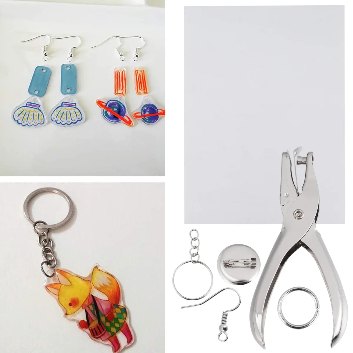 1Set Heat Shrink Sheet Material Premium DIY Hand-Painted Shrinky Sheets for Keychains Jewelry Making Craft Art Project