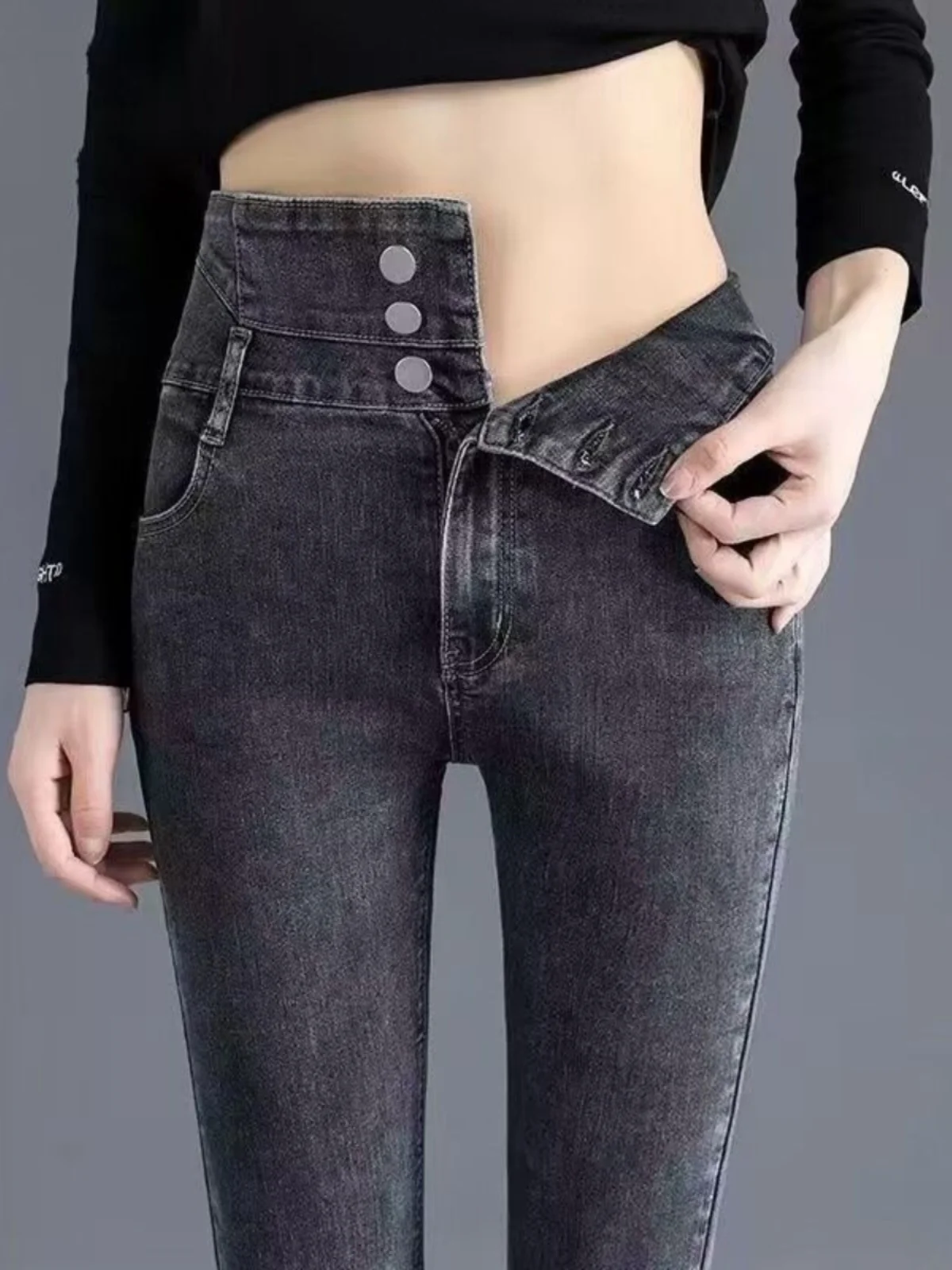 

Джинсовые брюки Bla с высокой талией, женские эластичные джинсы Bootcut, хлопковая эластичная ткань, осенний сезон, модный тренд