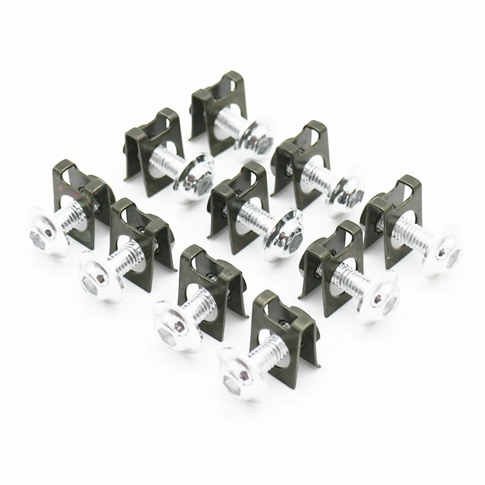 10PCS Universal Motorcycle M6 6mm Fairing Bolts Kit Fastener Clip Screw Nut For Honda Yamaha Kawasaki Suzuki